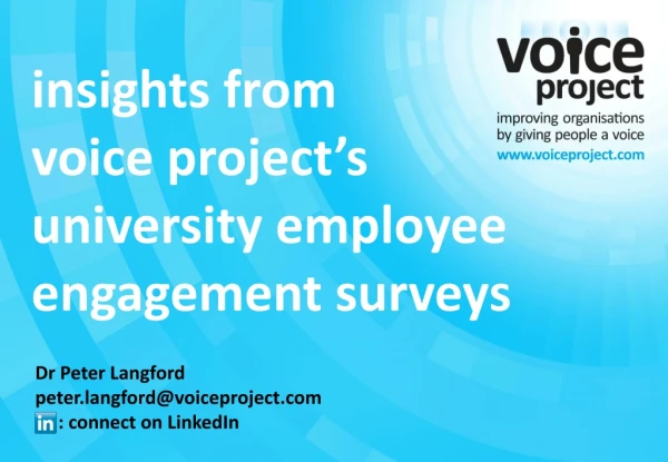insights from voice project’s university employee engagement surveys