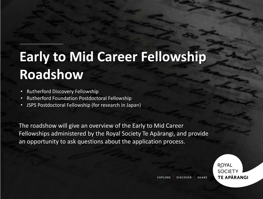 early to mid career fellowship roadshow