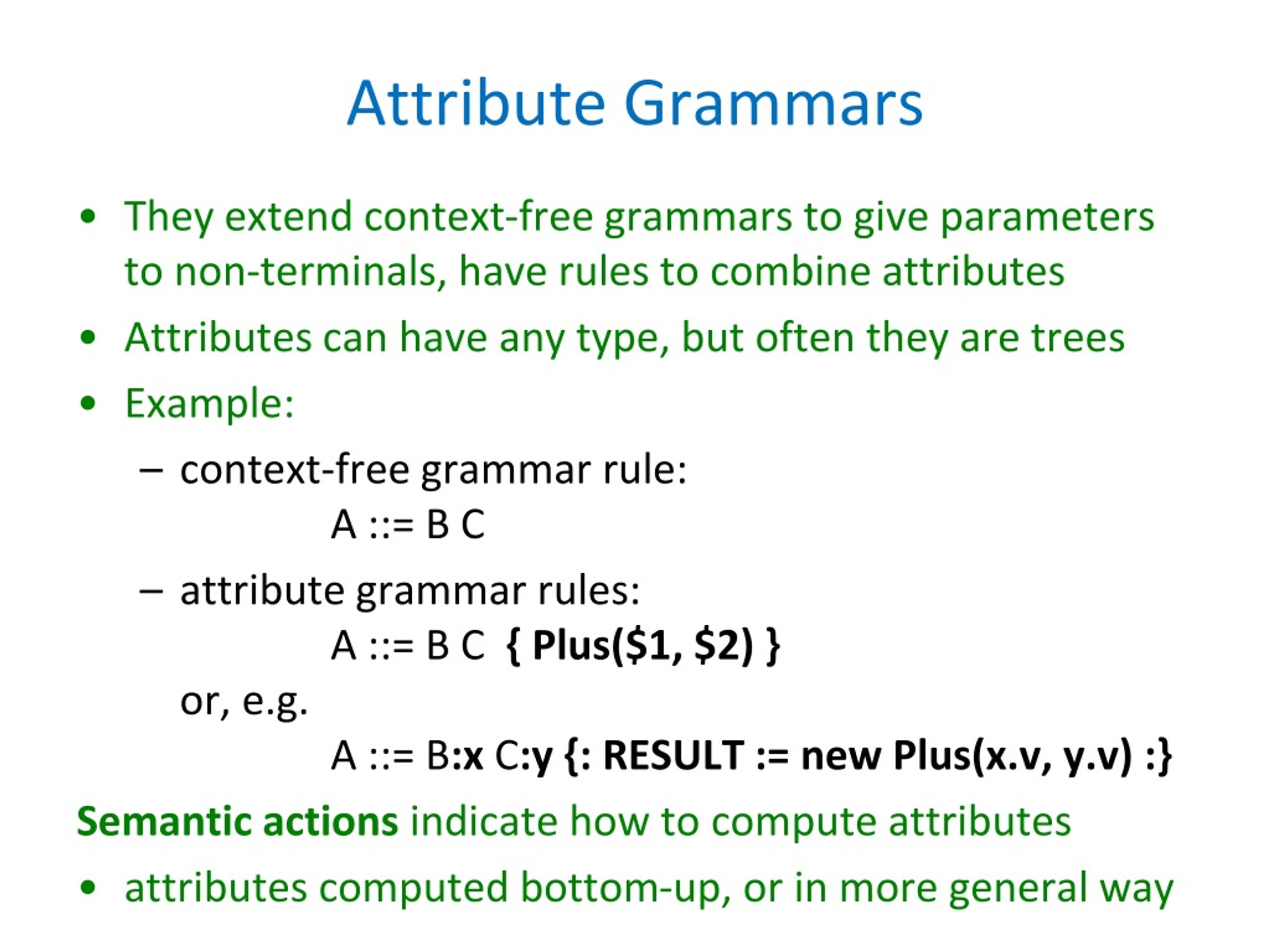 Attribute Grammars and Parser Generators - slide 1