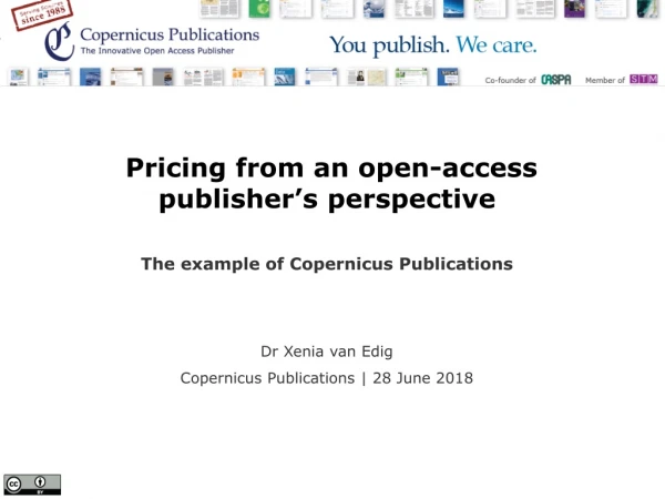 Pricing from an open-access publisher’s perspective The example of Copernicus Publications