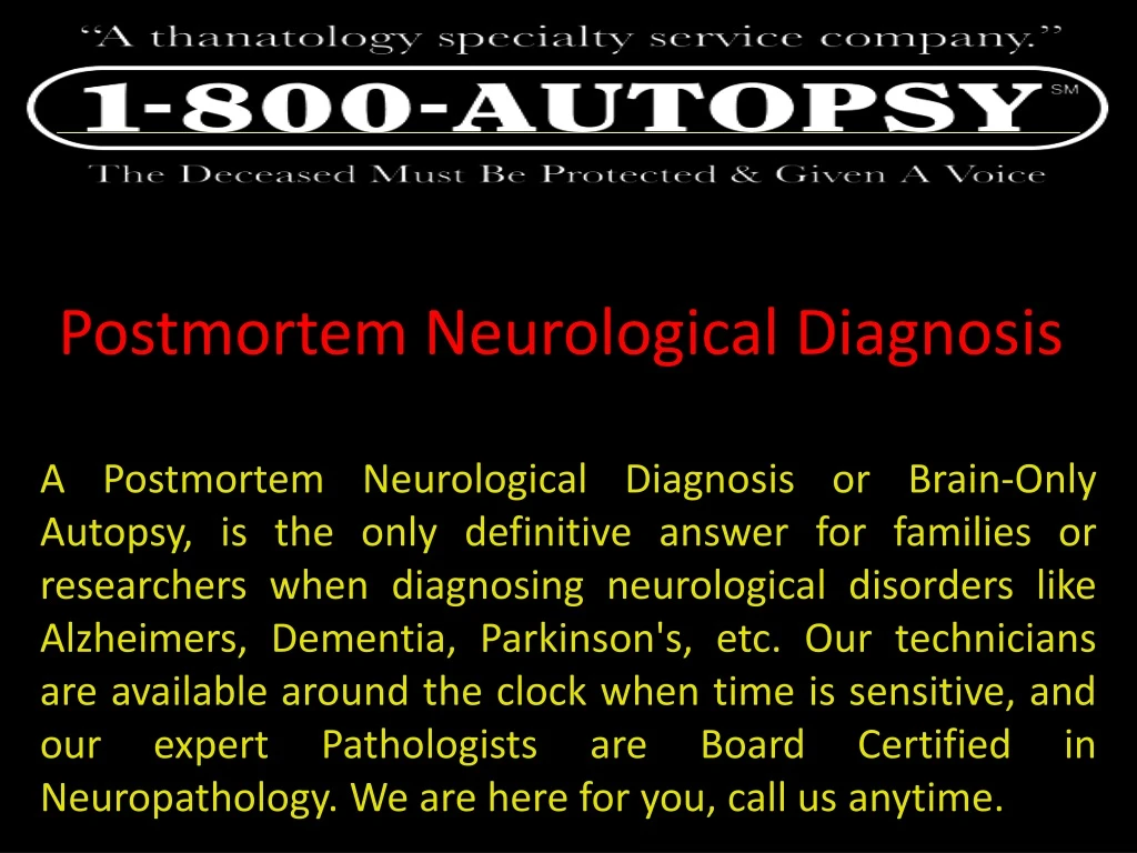 postmortem neurological diagnosis