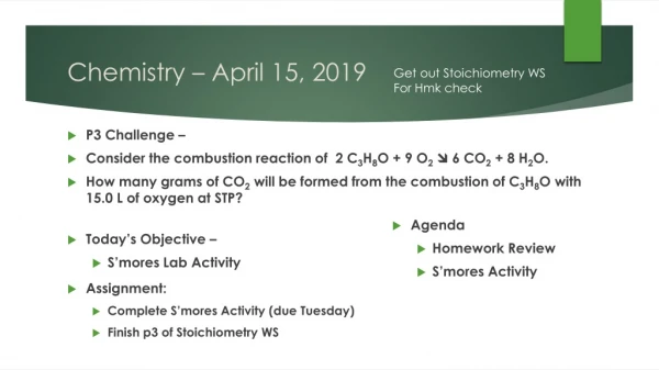 Chemistry – April 15, 2019