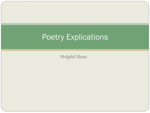 Poetry Explications