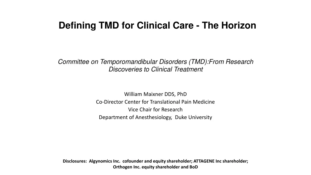 defining tmd for clinical care the horizon