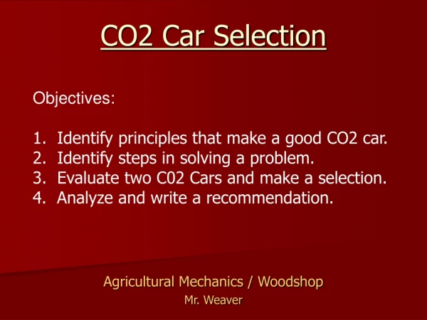 CO2 Car Selection