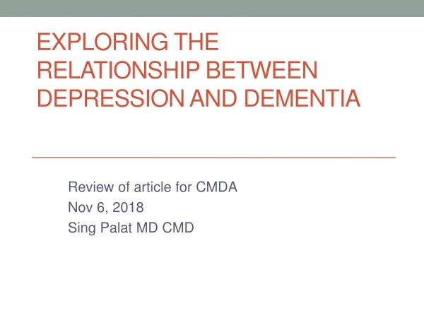 Exploring the Relationship Between Depression and Dementia