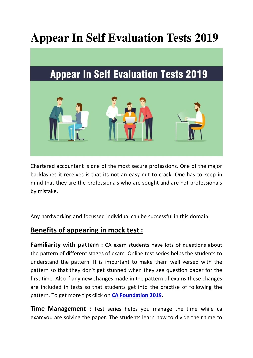 appear in self evaluation tests 2019