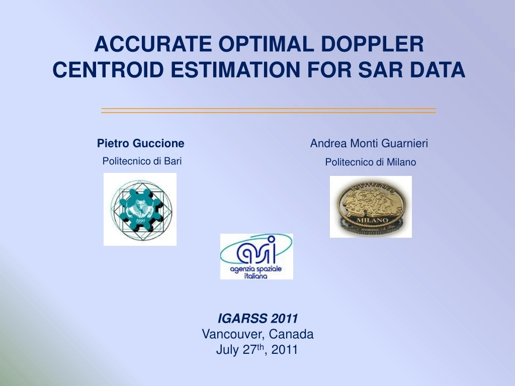 accurate optimal doppler centroid estimation for sar data