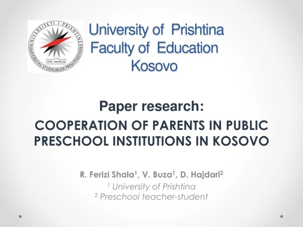 University of Prishtina Faculty of Education Kosovo
