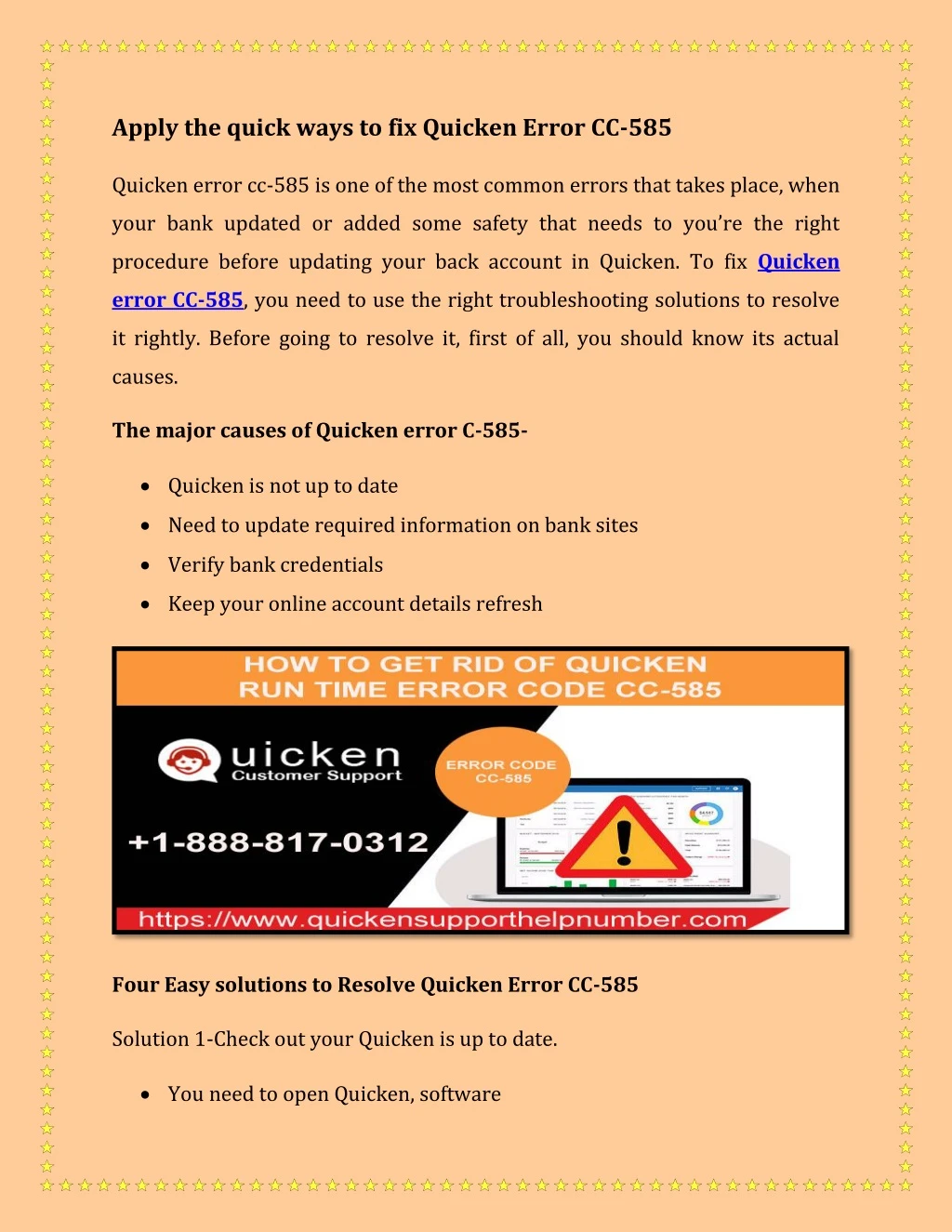 apply the quick ways to fix quicken error cc 585
