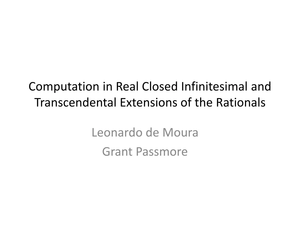 computation in real closed infinitesimal and transcendental extensions of the rationals