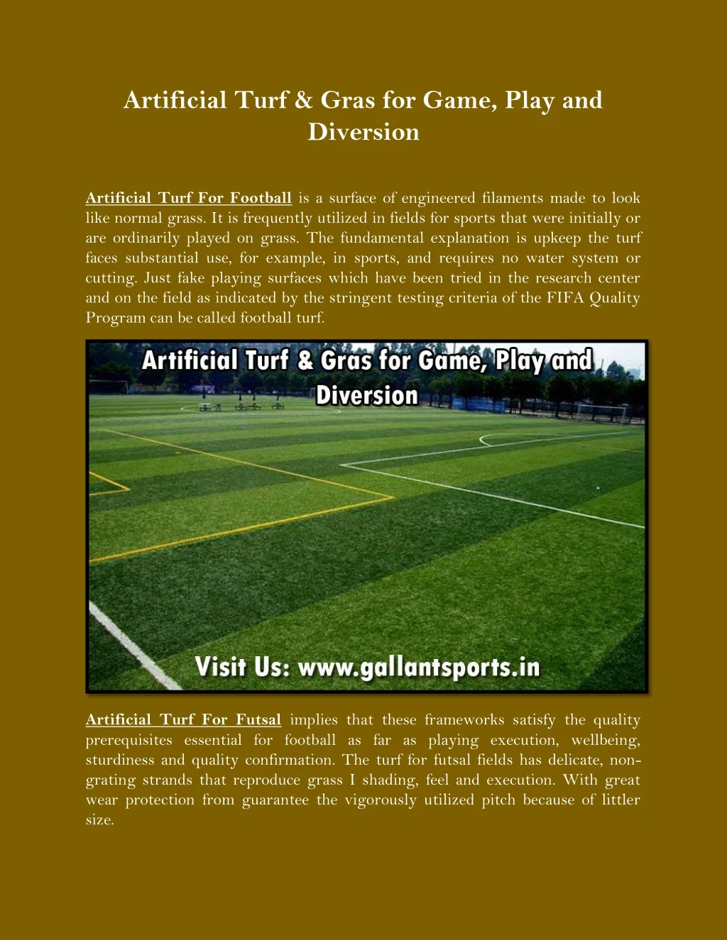 artificial turf gras for game play and diversion