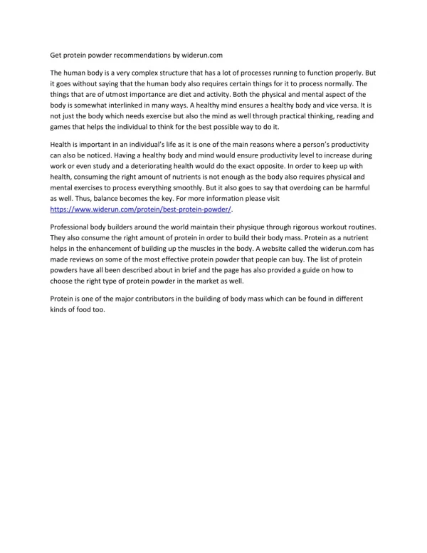 get protein powder recommendations by widerun com