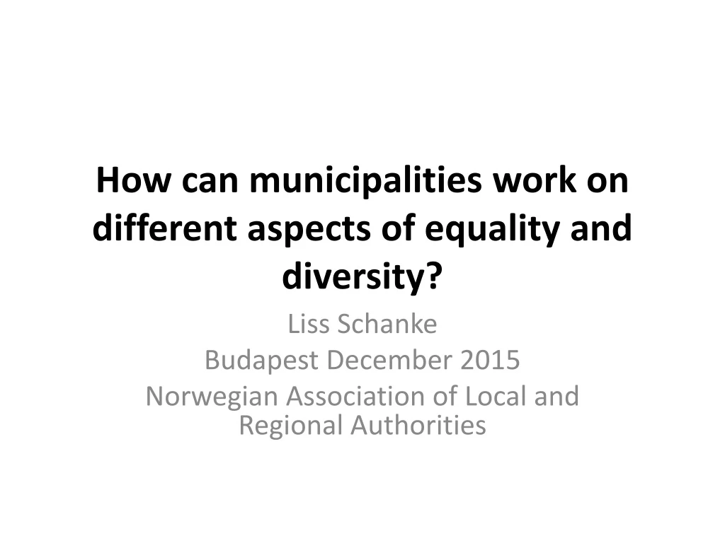 how can municipalities work on different aspects of equality and diversity