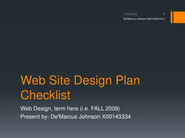 Web Site Design Plan Checklist