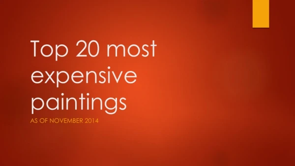 Top 20 most expensive paintings