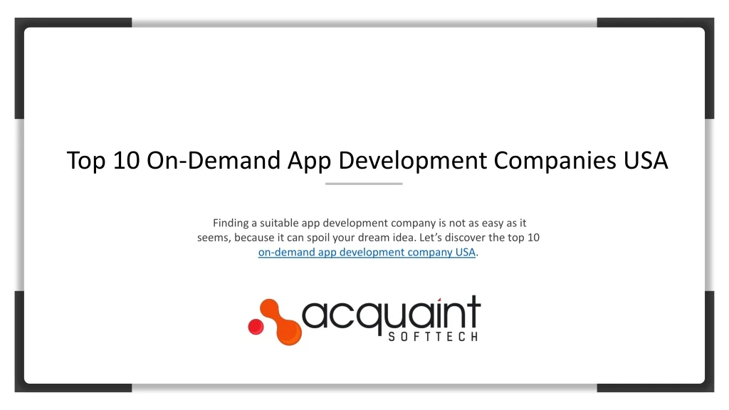 top 10 on demand app development companies usa