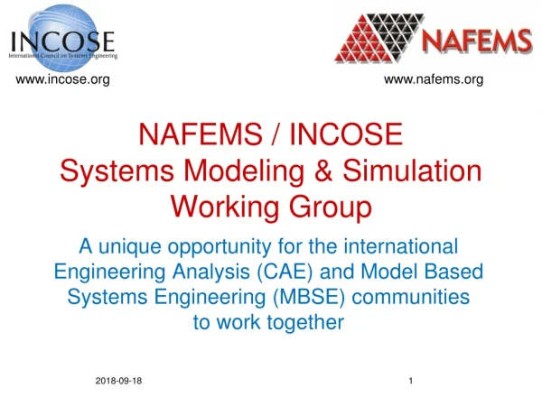 NAFEMS / INCOSE Systems Modeling &amp; Simulation Working Group