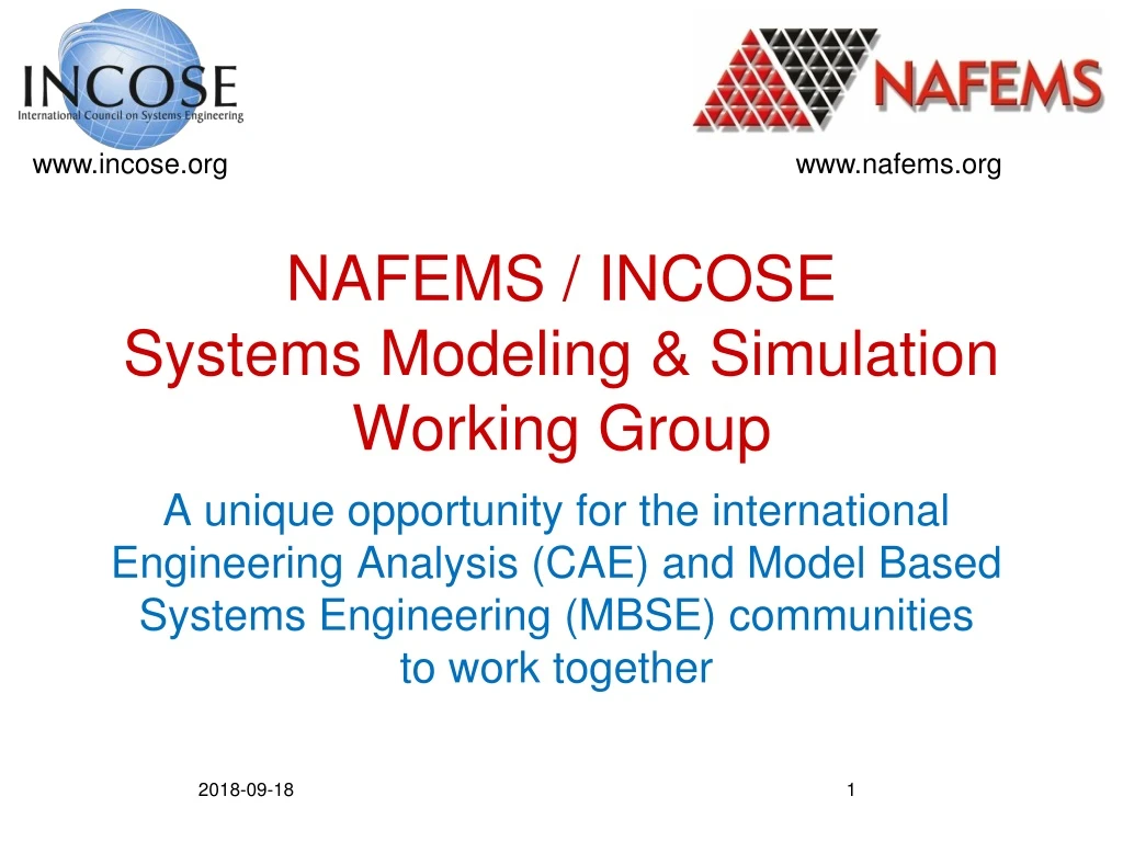 nafems incose systems modeling simulation working group