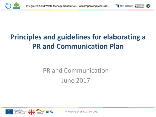 Principles and guidelines for elaborating a PR and Communication Plan