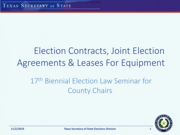 Election Contracts, Joint Election Agreements &amp; Leases For Equipment