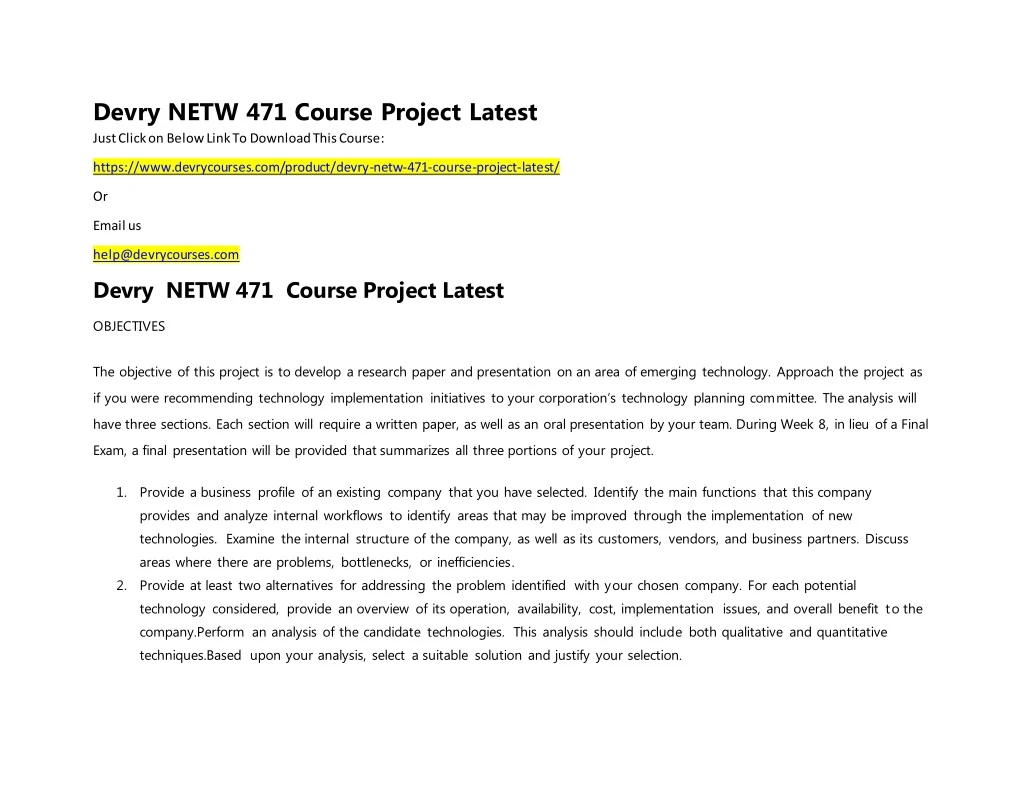 devry netw 471 course project latest just click