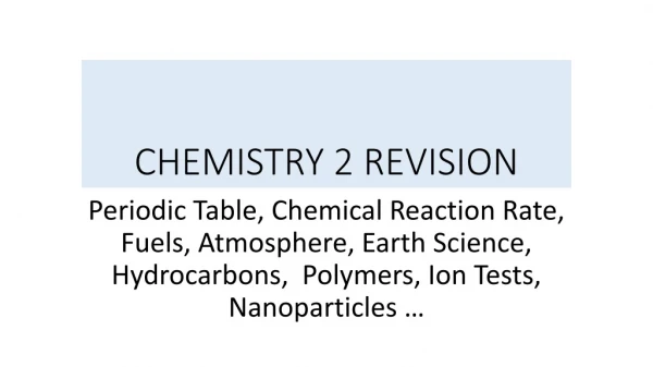 CHEMISTRY 2 REVISION