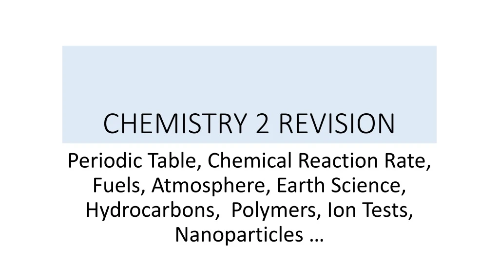 chemistry 2 revision