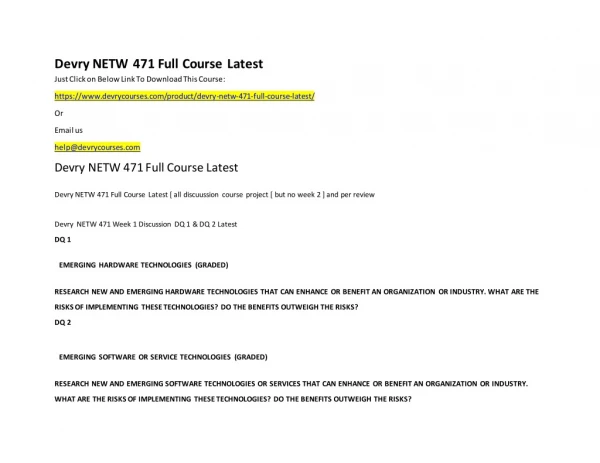 Devry NETW 471 Full Course Latest