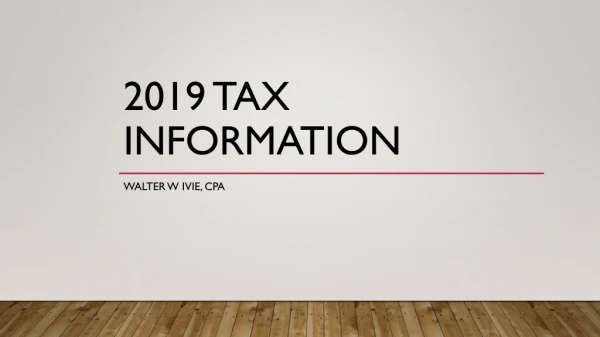 2019 Tax information
