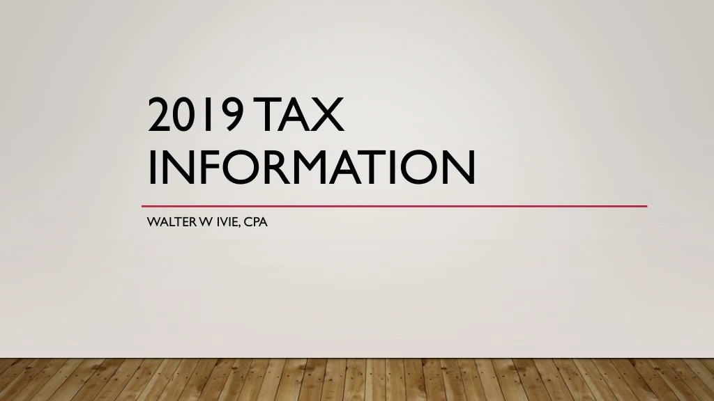 2019 tax information