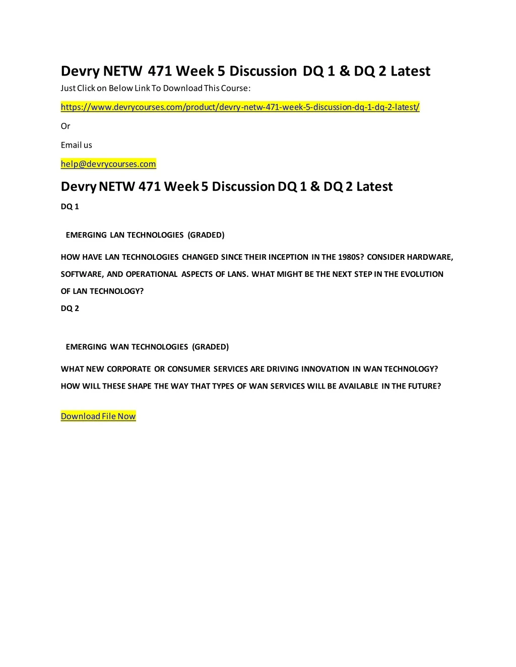 devry netw 471 week 5 discussion dq 1 dq 2 latest