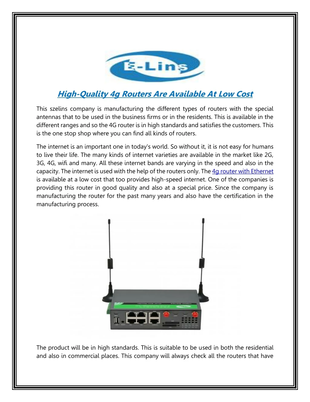 high quality 4g routers are available at low cost