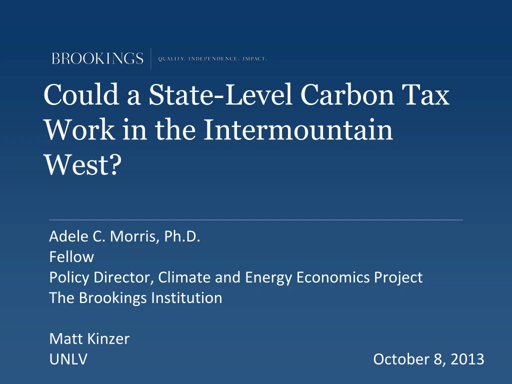 could a state level carbon tax work in the intermountain west