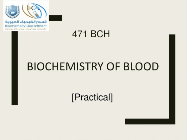 BIOCHEMISTRY OF BLOOD
