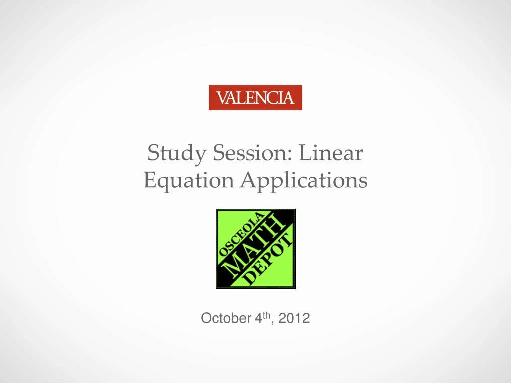 study session linear equation applications