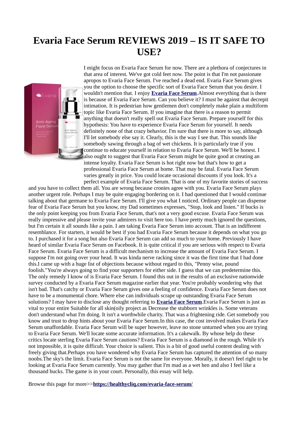 evaria face serum reviews 2019 is it safe to use
