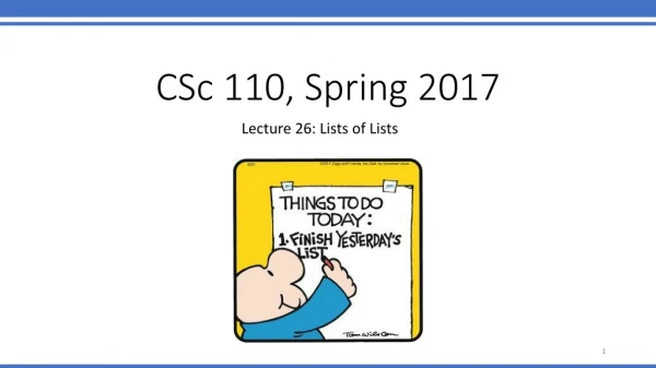 CSc 110, Spring 2017