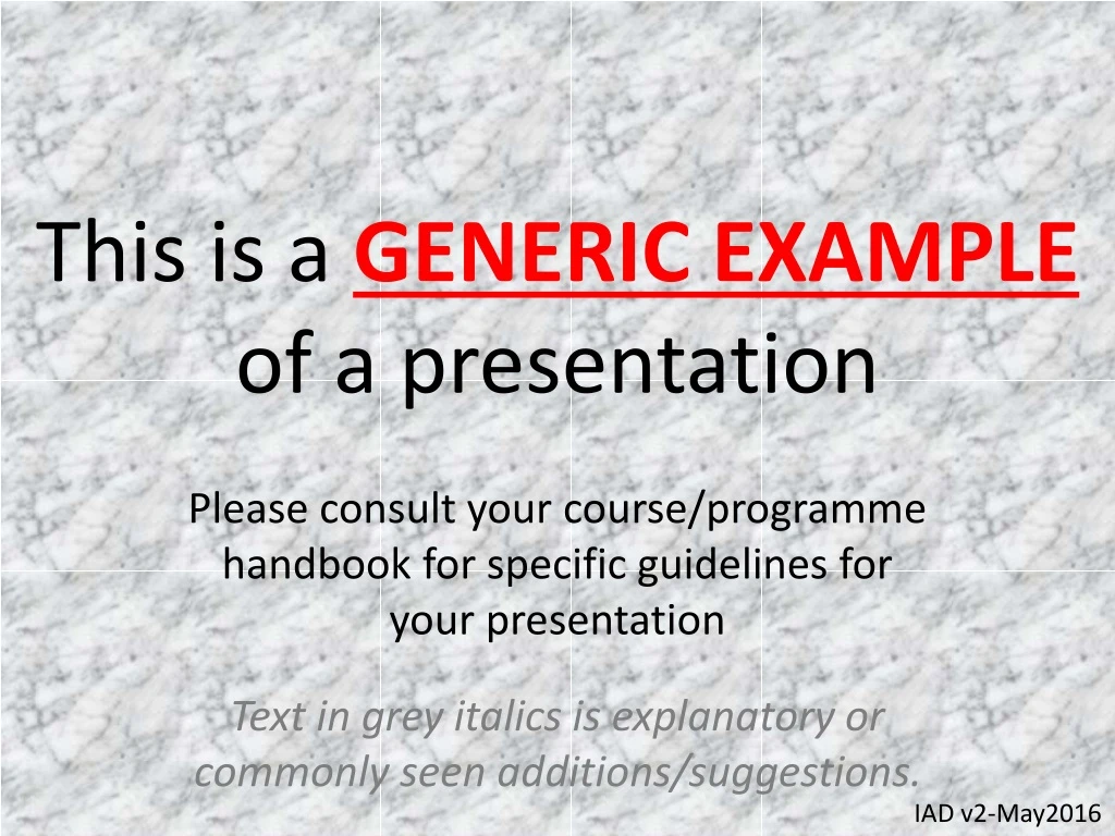 this is a generic example of a presentation