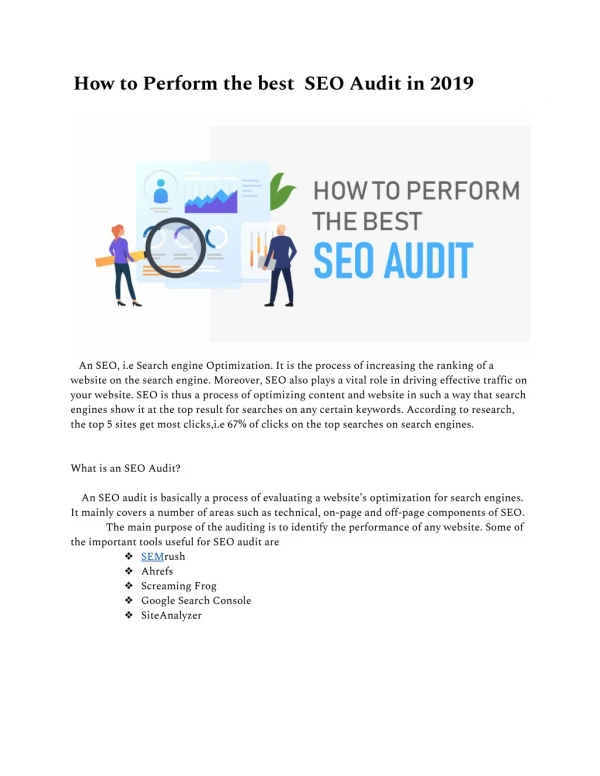 How to Perform the best SEO Audit in 2019