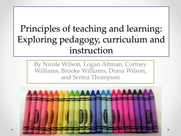 Principles of teaching and learning: Exploring pedagogy, curriculum and instruction