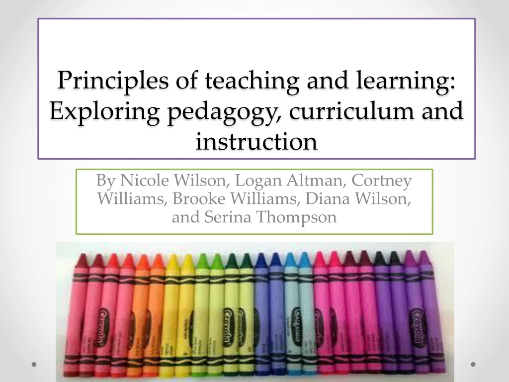 principles of teaching and learning exploring pedagogy curriculum and instruction