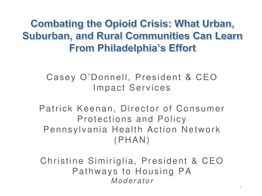 combating the opioid crisis what urban suburban
