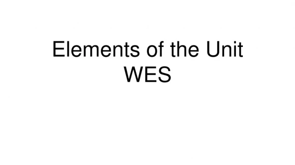 Elements of the Unit WES