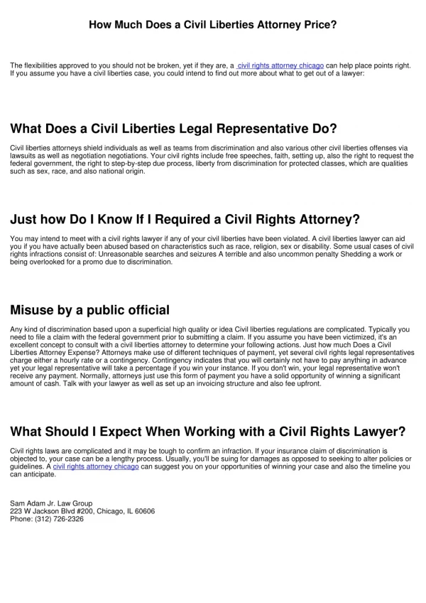 How Much Does a Civil Rights Legal Representative Price?