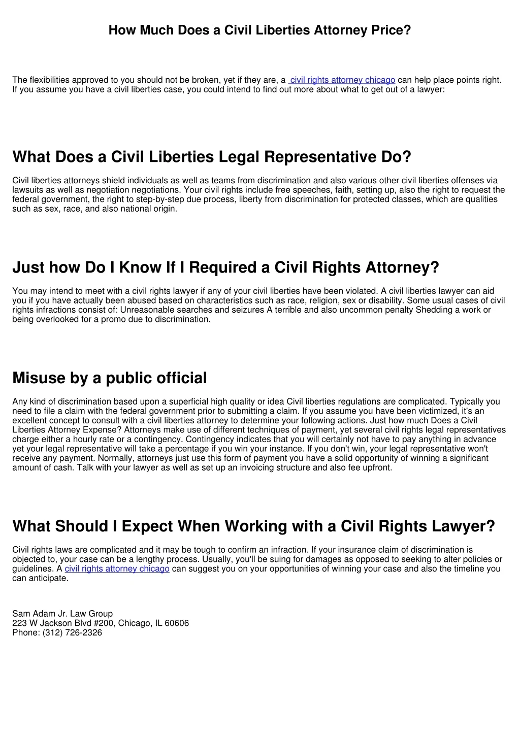 how much does a civil liberties attorney price
