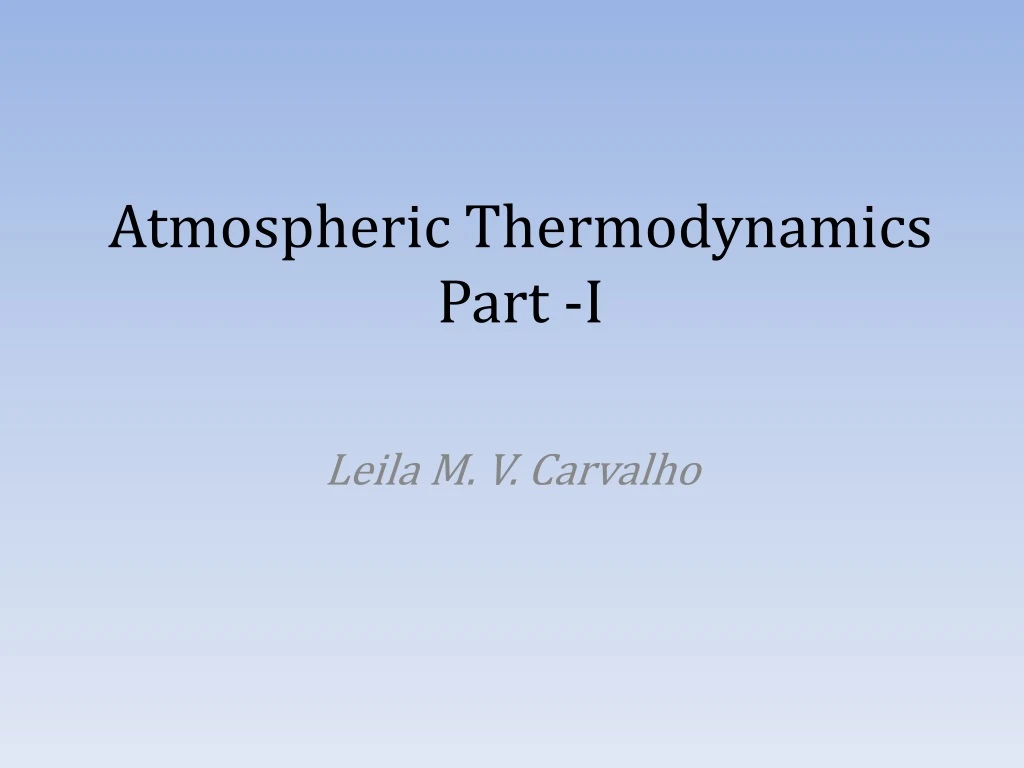 atmospheric thermodynamics part i