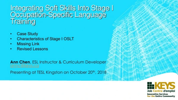 Integrating Soft Skills Into S tage I Occupation-Specific Language Training