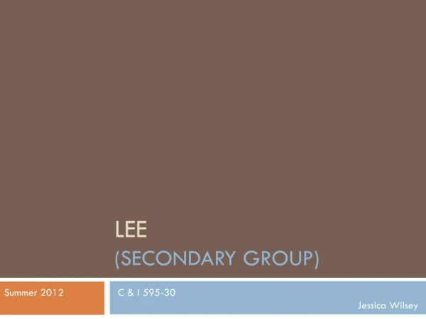 Lee (Secondary Group)