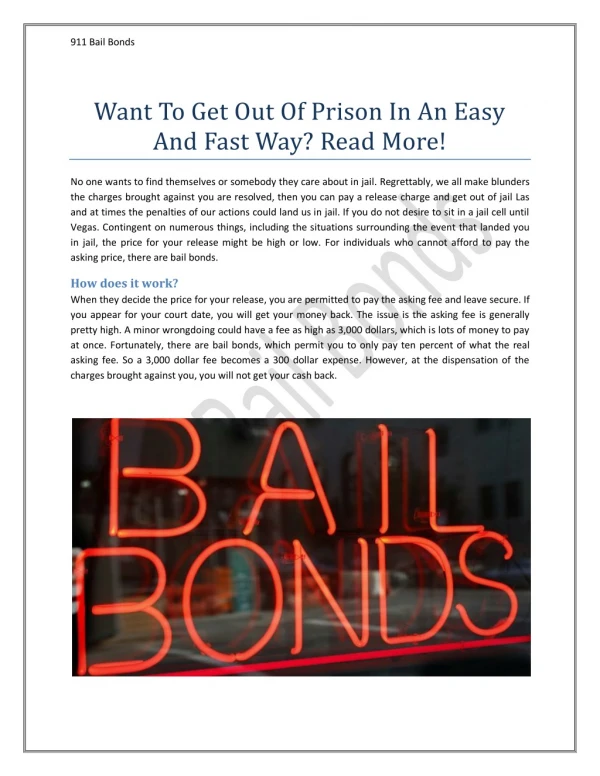 Reliable Bail Bonds in Las Vegas